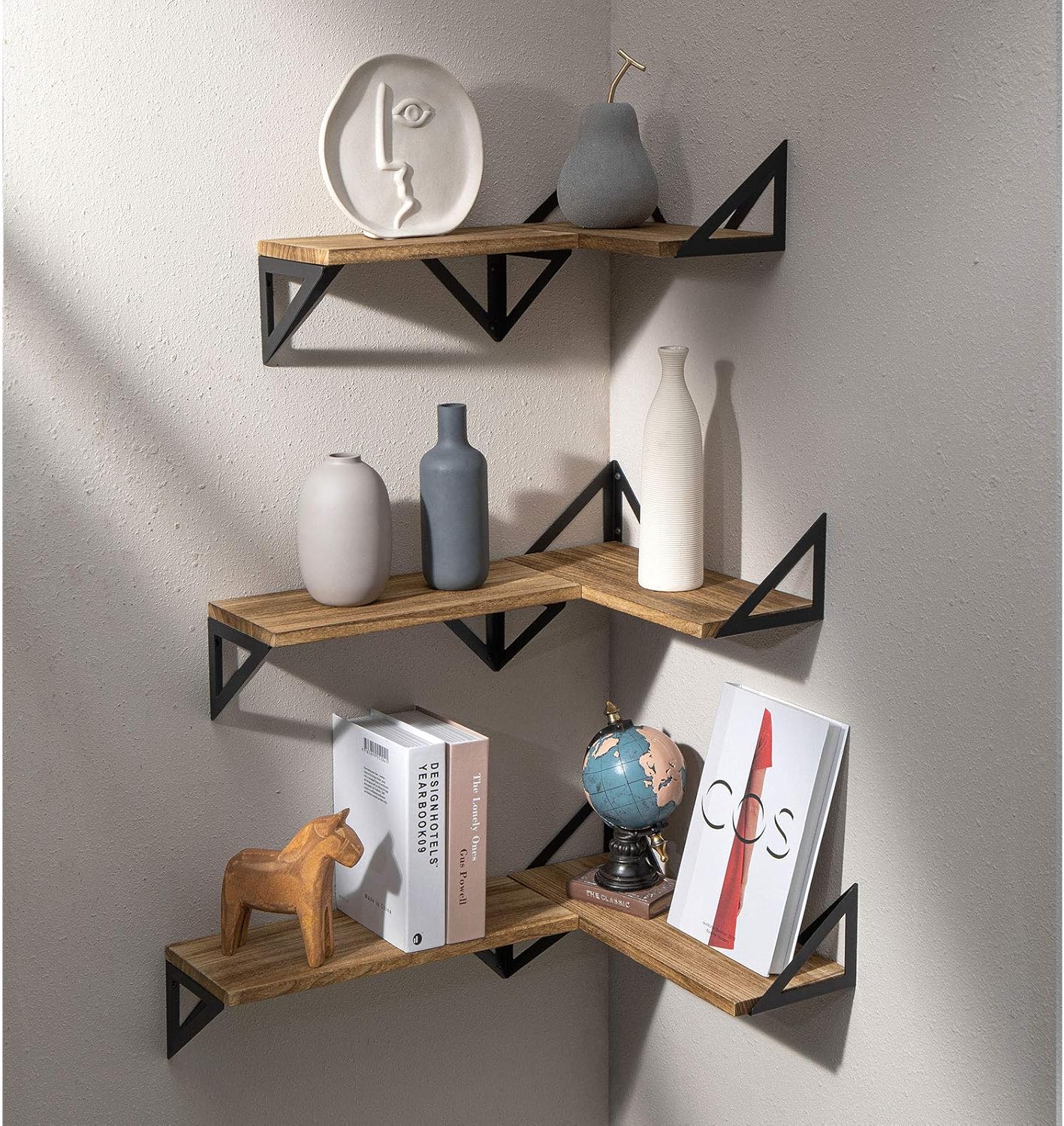 BAYKA Floating Shelves Wall Mounted, Rustic Wood Wall Shelves Set of 3 for Bedroom, Bathroom, Living Room, Kitchen: Home & Kitchen