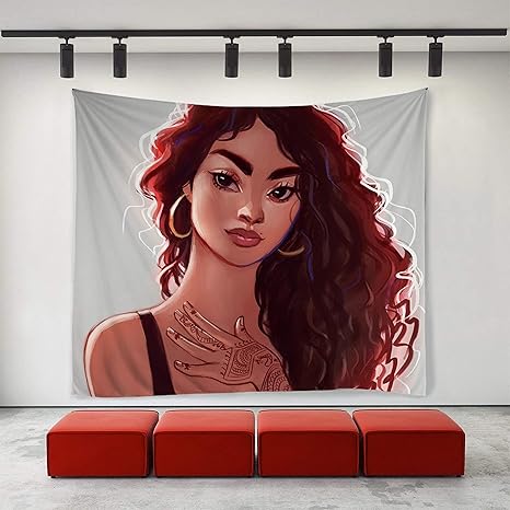 Amazon Co Jp Joocar 黒人女性のアフリカ系アメリカ人女性のタトゥータペストリー壁掛け居間の寝室の寮の装飾的な芸術のタペストリー 150cm X 0cm ホーム キッチン
