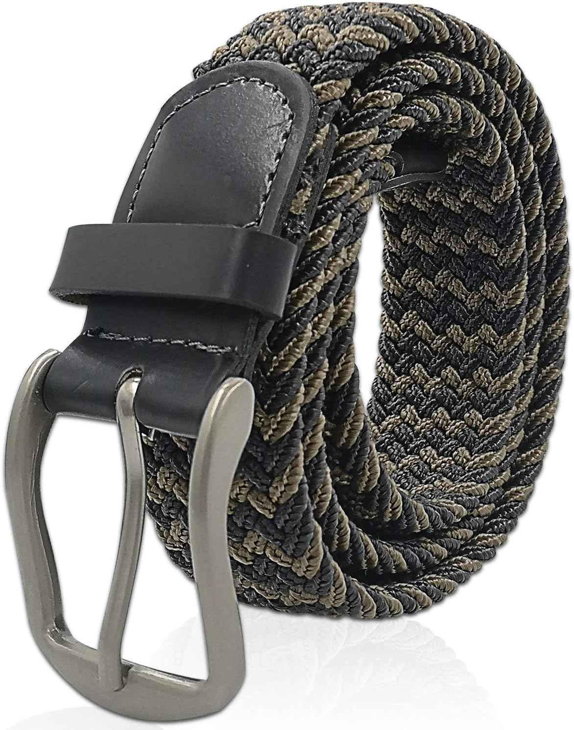 Glamexx24 Unisex Elastic leather belt Braided stretch belt Stretch