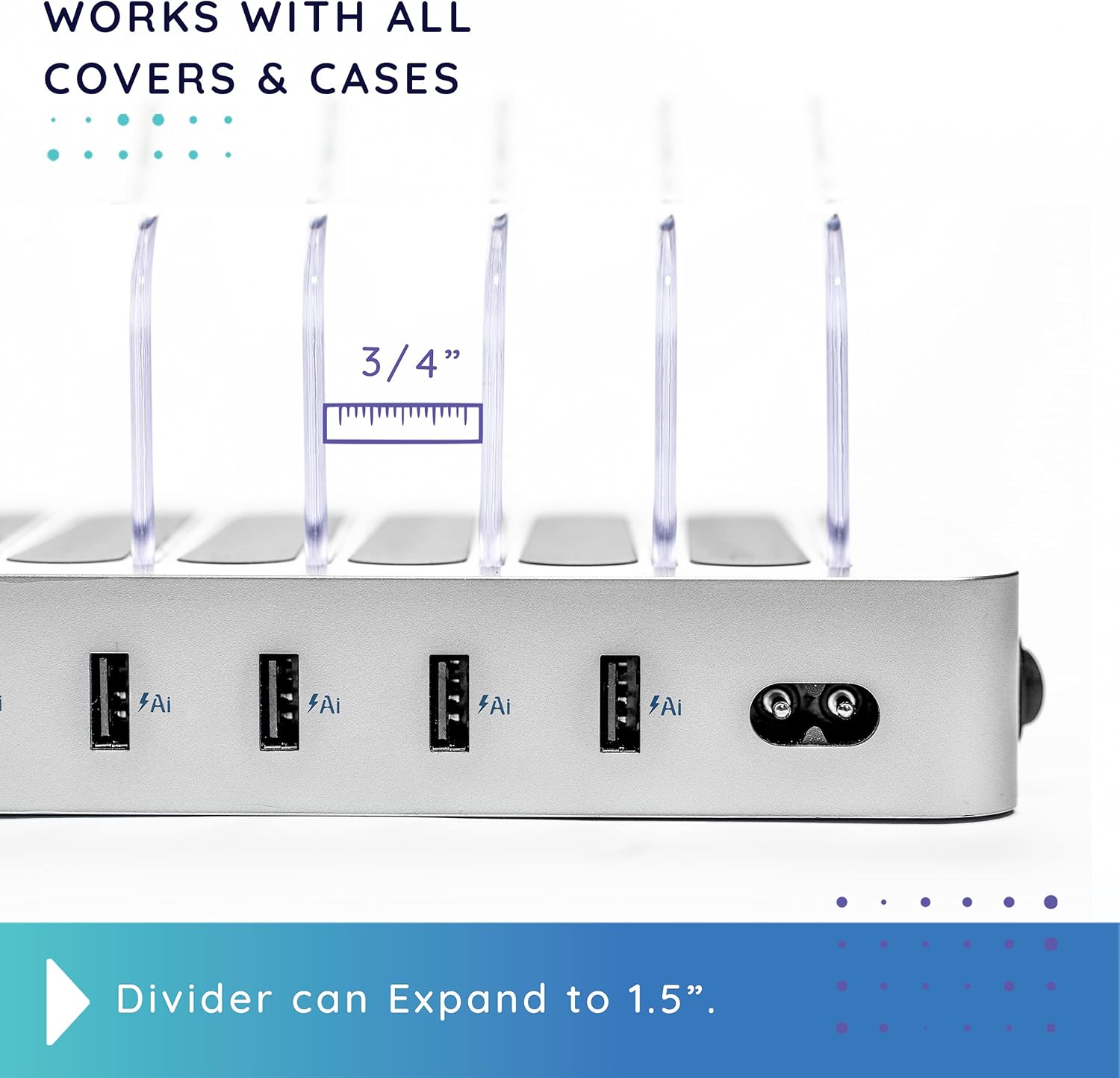 Hercules Tuff Charging Station for Multiple Devices, with 6 USB Ports, Compatible with Cell Phones, Smart Phones, Tablets, and Other Electronics