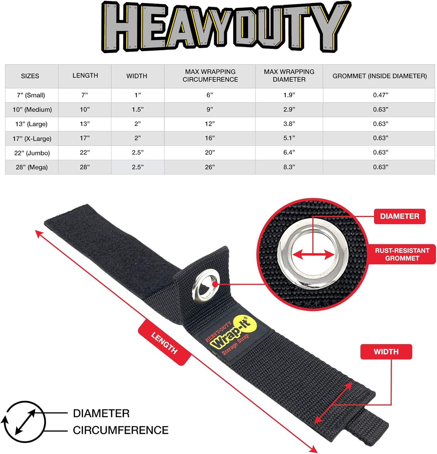 Heavy-Duty Wrap-It Storage Straps (Assorted 6 Pack) - Hook and Loop Extension Cord Organizer Hanger, Cord Wrap Keeper, Cable Straps for Cords, Hoses, Rope, RV, Boat and Garage Storage and Organization: Automotive