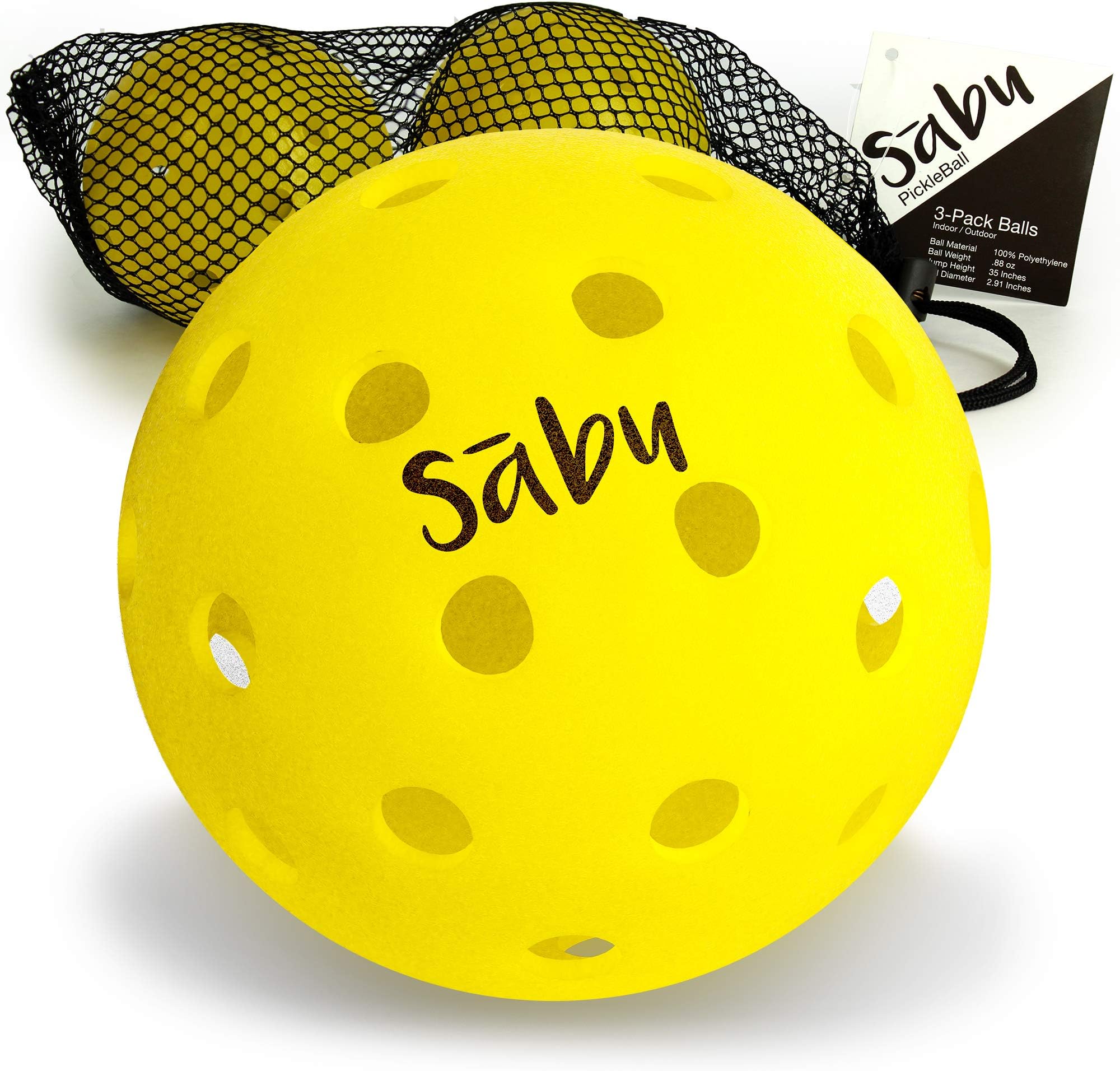 Pickleball Balls 3 Pack Pickleballs: Best Pickle Ball Set With Carry Bag for Balls. Use for Outdoor & Indoor Tournament Play. Outside Gifts for Men & Women. Durable & Quiet Optic Yellow 40 Hole Balls