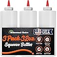 Homestead Choice Made in USA Condiment Squeeze Bottles 32 OZ, 3 Pack Squirt Bottles for Sauces Liquids BPA Free Condiment Bottles with Cap Ketchup, Syrup, Oil, Dressings, Honey, BBQ, Arts Crafts