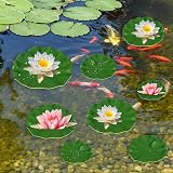 KALIONE 8Pcs Artificial Lily Pads for Pond EVA Lotus Leaves 10-20cm view 5