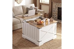 Giantex Farmhouse Lift Top Coffee Table, 31.5" Square Wood Center Table with Large Hidden Storage Compartment & Hinged Lift T