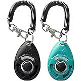 HoAoOo Pet Training Clicker with Wrist Strap - Dog Training Clickers (New Black + Blue)