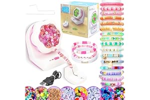 FIETODK Electric Clay Bead Spinner Kit, Automatic Clay Beads Bowl with 2 Big Eye Beading Needles, Seed Bead Spinner for Jewelry Making, Bracelet, Necklace, DIY (NO Bead)