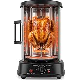 NutriChef Countertop Vertical Rotating Oven - Rotisserie Shawarma Machine, Kebob Machine, Stain &amp; Heat Resistant Door &amp; Energy Efficient, Includes Kebob Rack with 7 Skewers (PKRTVG34)