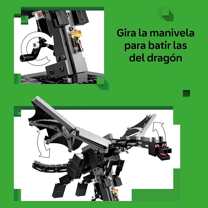Minecraft The Dragon Ender – Figura articulada com asas a bater – Brinquedo interativo com portal de saída para decoração de divisões – Presente para rapazes e raparigas 10+ anos – 21595