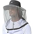 BASSDASH UPF 50+ Mosquito Sun Hat with Hidden Head Net and Neck Flap for Men Women Outdoor Fishing Hiking Camping