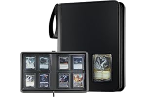 ProCase 4 Pocket Top Loader Binder, Holding 144 Cards in 3"x4" Toploaders, Side Loading Small Book Folder with Clear Window for Pokemon, Trading, Sports Cards Collection TCG, MTG -Black
