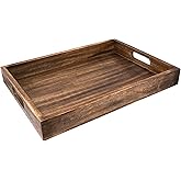 GoCraft Handmade Classic Wooden Tray – Large 16.5" Mango Wood Serving Tray with Handles – Elegant Kitchen & Dining Accessory 