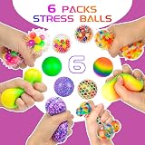 Vibbang 6 Pack Rainbow Sensory Stress Balls Color Changing Fidget Toy Kids view 2