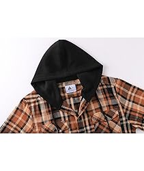 ZITY Men's Flannel Hoodie Shirts Casual Button Down