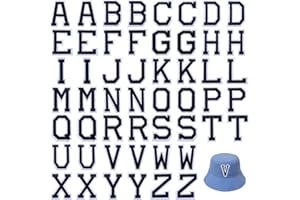 Jongdari Iron on Letters, 52 Pcs Alphabet Patches with Ironed Adhesive, Decorate Repair Patches for Shirts Jackets Hats Jeans Shoes Bags(Black)