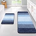OLANLY Bathroom Rug Set 2 Piece, Soft Absorbent Microfiber Bath Rug Set, Non-Slip, Machine Wash Dry, Plush Shaggy Bath Mats for Bathroom (47"x20"+24"x16", Navy)