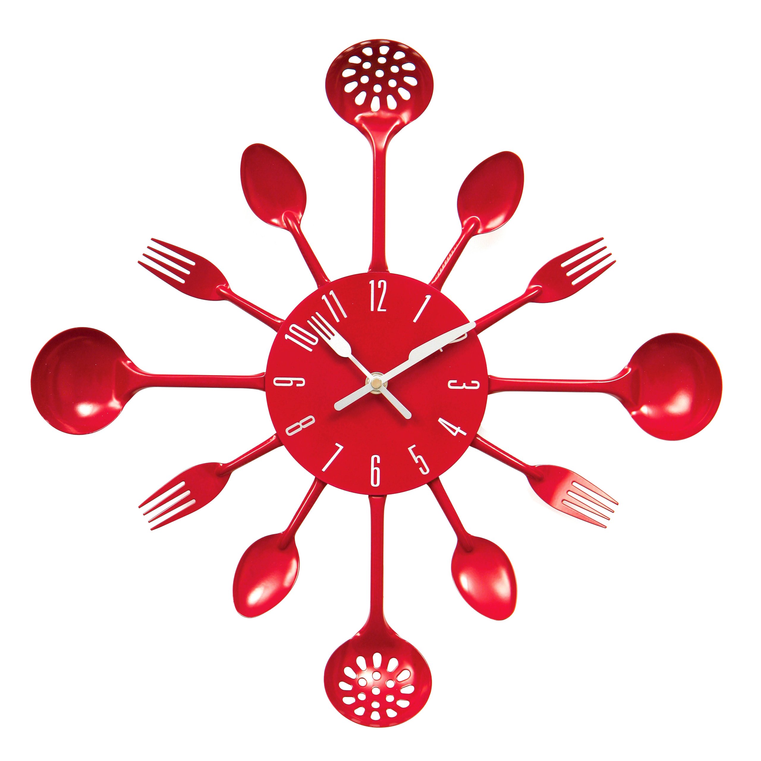 Premier Housewares Hot Pink Kitchen Themed Wall Clock - Metal, Frameless, Modern Design for Living Room - 33x33x5
