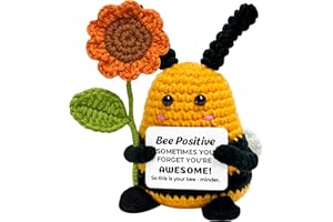 GIFTSFU Mini Funny Bee Positive Crochet Animals - Birthday Gifts for Women Men Teens Daughter, Cheer Up Appreciation Gifts for Coworkers Friends, Handmade Emotional Support Crochet Bee Decor