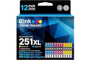 E-Z Ink Compatible Ink Cartridge Replacement for Canon CLI-251XL CLI 251 to use with PIXMA MX922 MX920 IP8720 IX6820 IP7220 MG5520 MG5420 MG7520 MG6320 Printer (4 Cyan, 4 Magenta, 4 Yellow, 12 Pack)