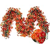 3 Pack Spring Garlands 5.25ft Artificial Daisy Hanging Flowers Garland Decoration for Wedding Dining Table Fireplace Door (Orange,Red)
