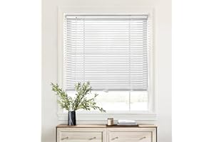 LazBlinds Cordless 1" Aluminum Horizontal Mini Blinds, Light Filtering Blinds for Windows, Blinds & Shades for Window Size 25'' W x 48'' H, White