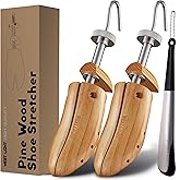 WEST LIGHT Shoe Stretcher Men, Pair of 4-Way Pine Men's Shoe Stretcher, Adjustable Width Length for Wide Feet,Sturdy Metal Construction Shoe Widener Stretcher for Men's Size 10-13
