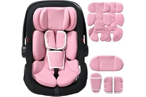 Rsotone Infant Car Seat Insert Adjustable Head Support for Preemie Newborn Toddler, Reversible Baby Head Body Support Cushion for Carseats and Strollers Side Impact Protection - Pink