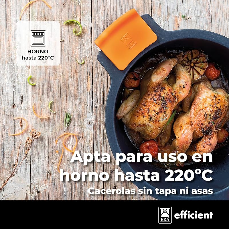 Bra efficient - bateria de alumínio fundido antiaderente de 4 peças, adequada para todos os tipos de fogões, incluindo indução, cor preta [exclusivo da amazon]
