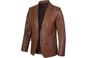 Decrum Leather Blazer Jacket Men - Casual Fashion Coat Style Real Lambskin Mens Leather Blazers