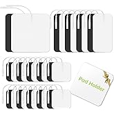 30 Pieces TENS Unit Replacement Pads, Multiple Sizes TENS Unit Pads with Pad Holder, Reusable and Self-Adhesive Electrodes Pads Compatible with AUVON TENS 7000 EMS Machine (Latex-Free, NonIrritating)