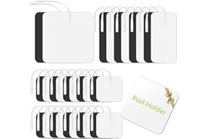 AMZWORLD 30 Pieces TENS Unit Replacement Pads, Multiple Sizes TENS Unit Pads with Pad Holder, Reusable and Self-Adhesive Electrodes Pads Compatible with AUVON TENS 7000 EMS Machine (Latex-Free, NonIrritating)