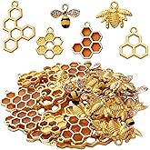 BronaGrand 50pcs Honeycomb Bee Charms Enamel Rhinestone Alloy Honeybee Charms Pendants for DIY Necklace Earrings Bracelet Jewelry Making Accessories