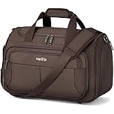 HanTrip Carry on Duffel Bag Foldable Duffle Bags for Travel, Under Seat Personal Item Bags for Airplanes, Weekender Overnight Mens Travel Tote Bag for Women Small Softside Carry on Luggage (Coffee)