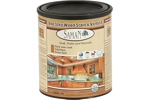 SamaN Interior One Step Wood Seal, Stain and Varnish – Oil Based Odorless Dye - Protection for Furniture and Fine Wood (Cedar SAM-303, 32 oz)