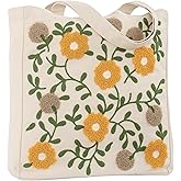 Perseverance Trade Aesthetic Embroidery Tote Bag for Lady Cute Reusable Canvas Shoulder Bag for Girls Women Shopping Grocery