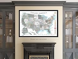 GeoJango National Parks Map Poster with USA Travel