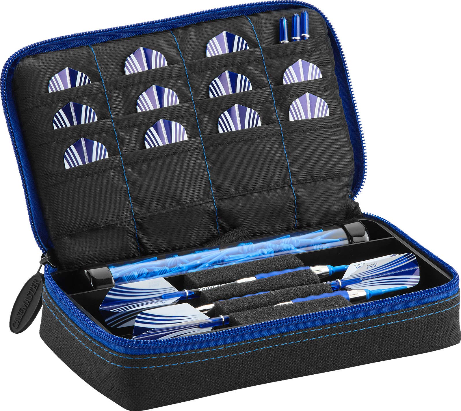 Casemaster by GLD Products Plazma Dart Case Black with Sapphire Zipper, Sapphire Trim