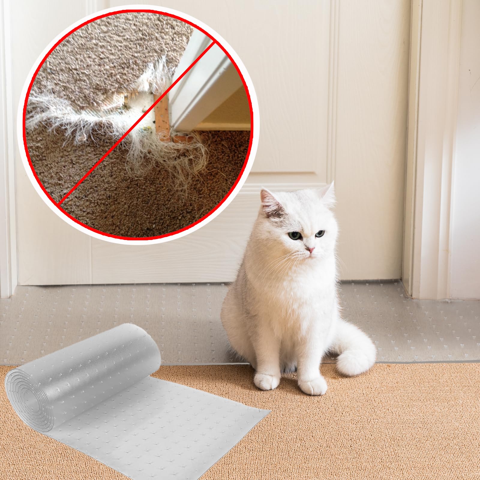 Photo 1 of Uross Carpet Protector for Pets 9.84FT - Anti-Scratch Mat for Doorway, Under Door Floor Protector, Cat Scratch Stopper
