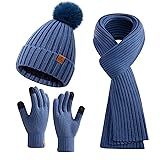Coolprince Winter Beanie Hat Scarf Gloves Set for