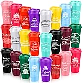 Skylety 24 Pcs Thank You Gifts 16 oz Coffee Cups Bulk Employee Appreciation Gift Inspirational Tumbler with Lid Reusable Plastic Coffee Cup for Coworker Staff Women Teacher (Classic Colors)
