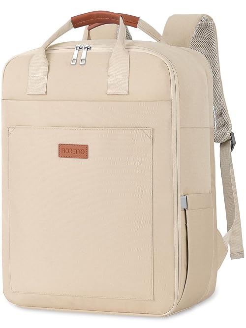 FIORETTO Mens Womens Cabin Bag 45x36x20 for New Easyjet, Waterproof Carry On Backpack for Airplanes, Travel Backpack Rucksack Underseat Luggage Travel Bag with Laptop Compartment Beige