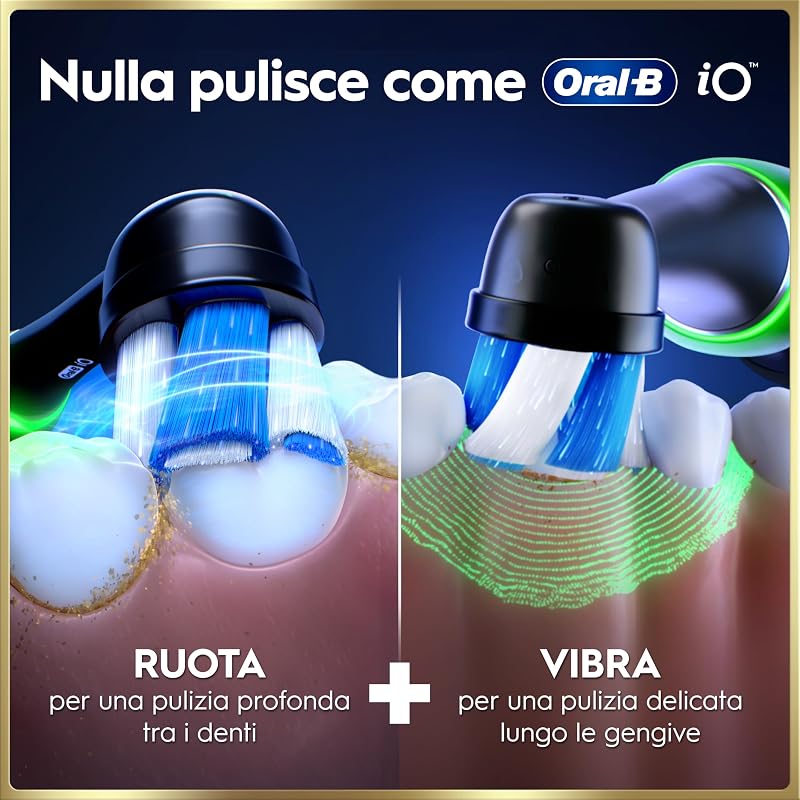 iO 9, 2 Spazzolini Elettrici, 4 Testine di Ricambio, Nero e Rosa