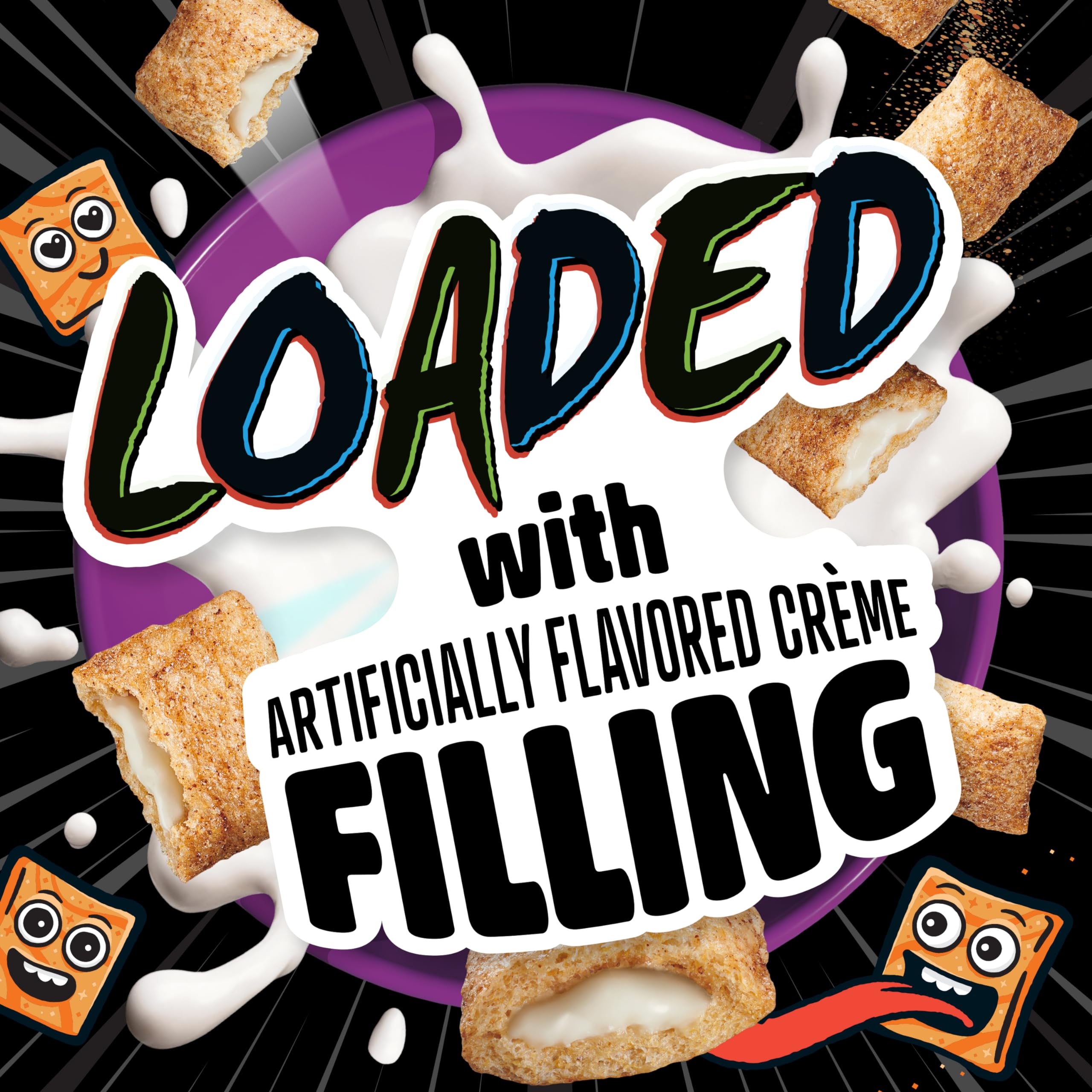 Cinnamon Toast Crunch Loaded Cereal, Cinnamon Sugar Cereal with Artificially Flavored Vanilla Crème Filling, Family Size, 15.1 oz