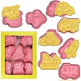Transportation Vehicle Cookie Cutters With Plunger Stamper,8 Piece Transportation Theme Embossing Cutter For Fondant Biscuit Pastry Cheese Baking