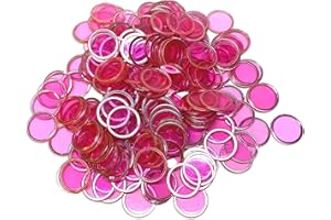 MR CHIPS Magnetic Bingo Chips with Metal Ring 3/4 Inch 300 Upgraded Pieces Pink Transparent Available in 7 Colors A Reusable Storage Bag