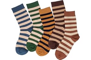 Nfvjfxz 5 Pairs Retro Striped Socks Colorful Cute Crew Socks Casual Athletic Socks for Women All-Season