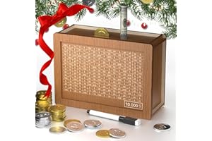 HOPEFIRE 10000 Savings Challenge Box, Cash Vault Wooden Savings Box 10000, Kakeibo Money Saving Box 10000 with Numbers, Caja De Ahorros 10000 Savings Box with Erasable Pen