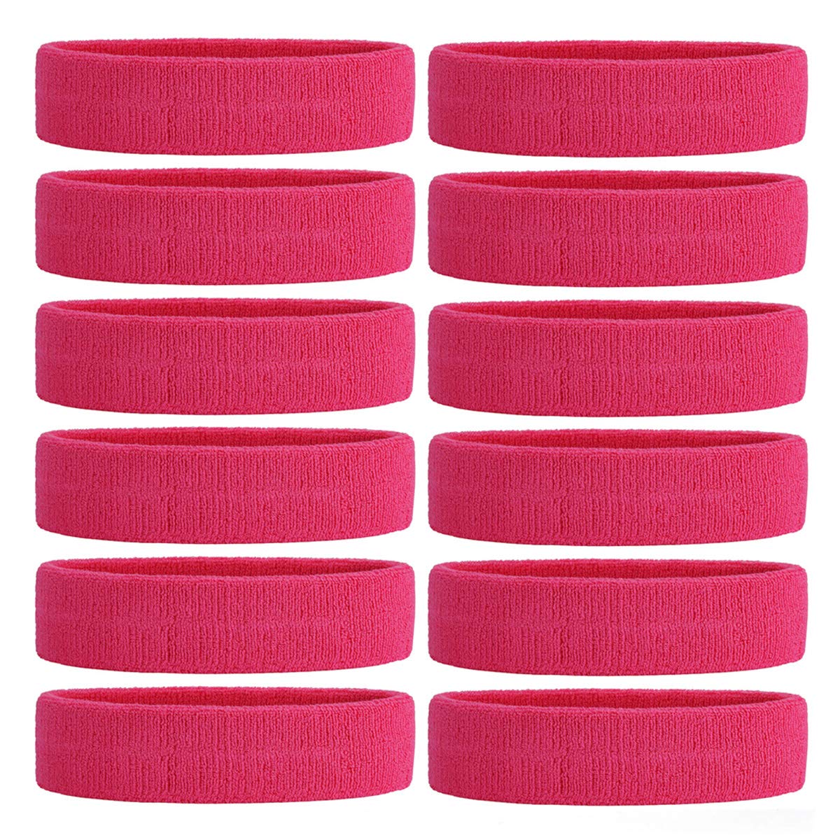 ONUPGO Sweatband Headband for Men & Women - 12 PCS Sports Headbands Moisture Wicking Athletic Cotton Terry Cloth Sweatband Sweat Absorbing Head Band — image 1