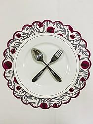 Ridhi Sangria Red Bo-ho Round Place Mat Double