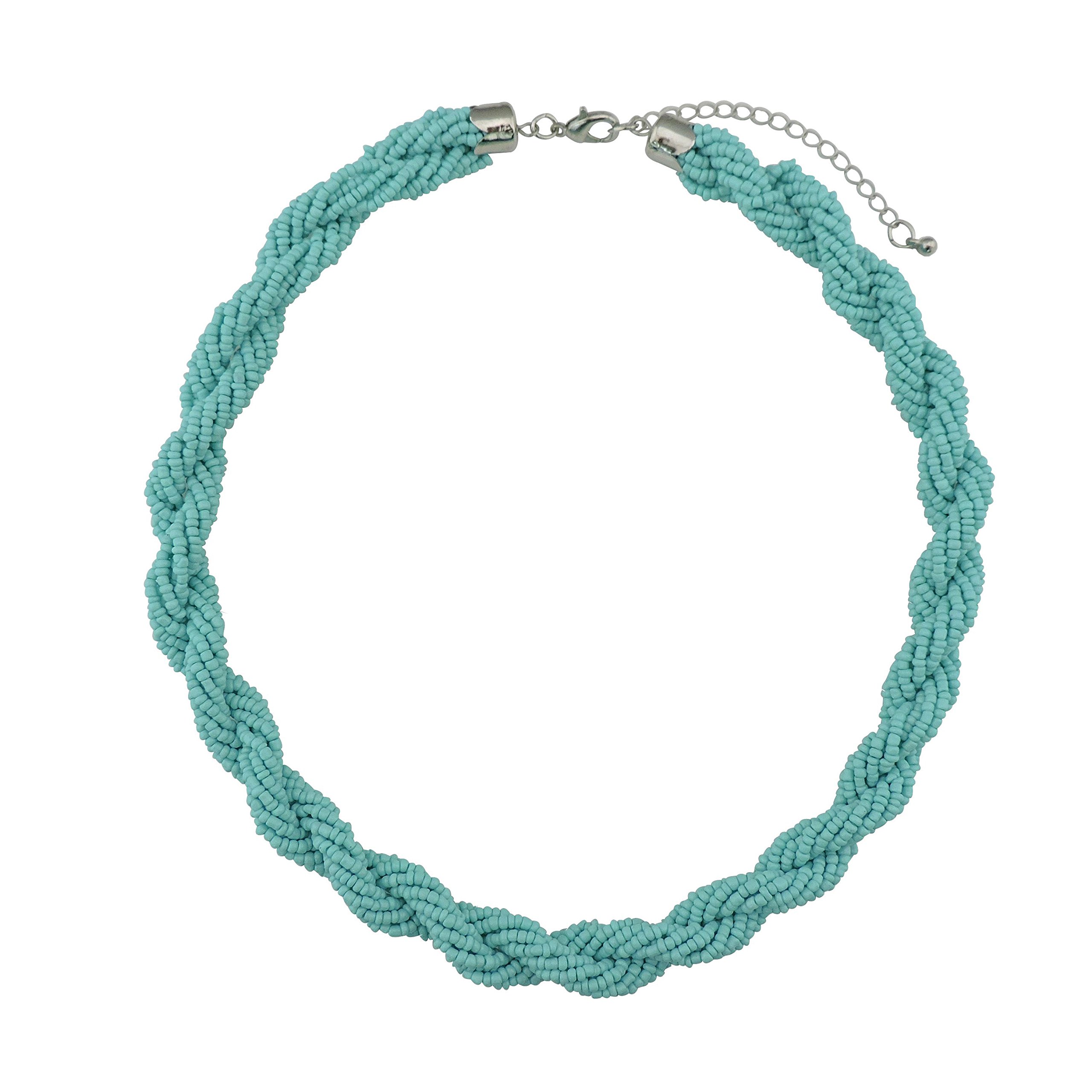 BOCAR Fashion Seed Beads Statement Collar Necklace (NK-10408-blue)